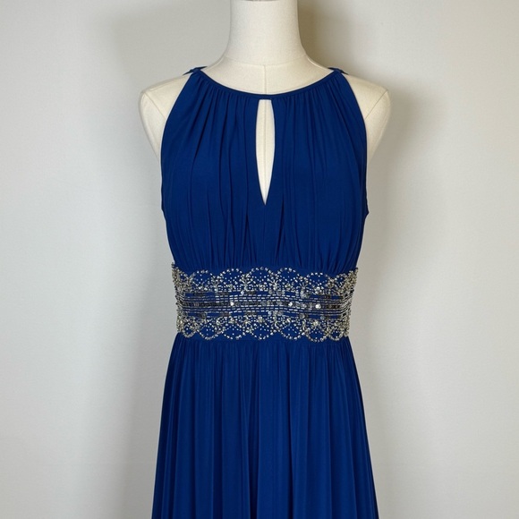 R&M Richards Embellished Waist Gathered Halter Dress Women’s Size 8 Petite - Picture 3 of 17